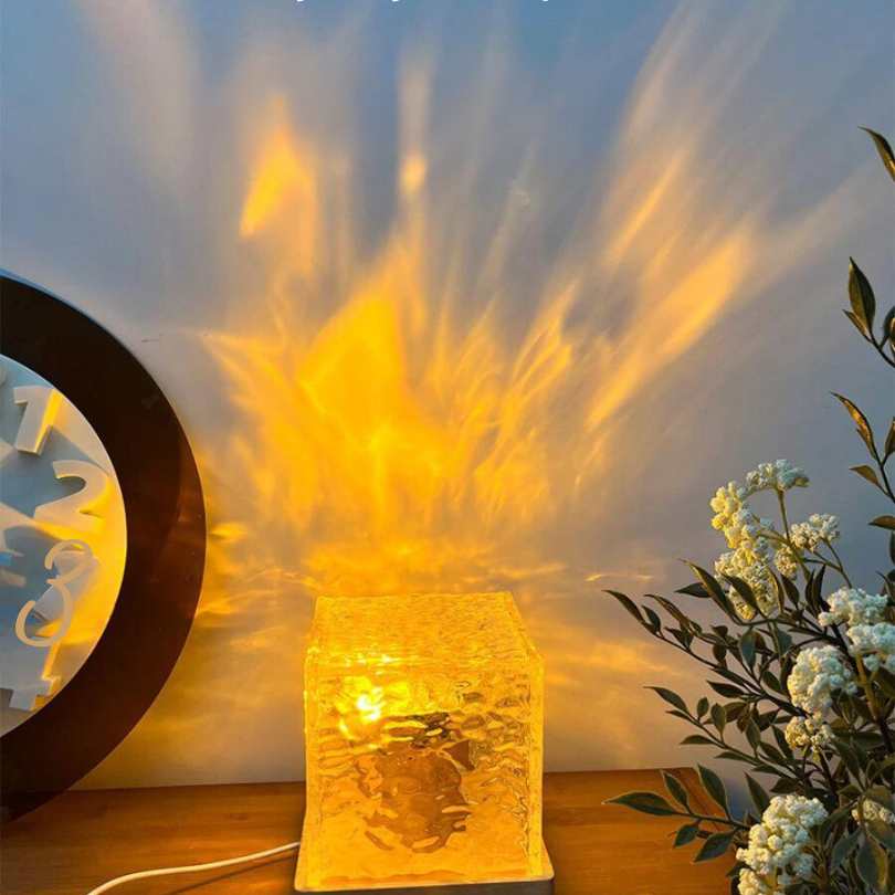 Textured glass cube lamp for home decoration