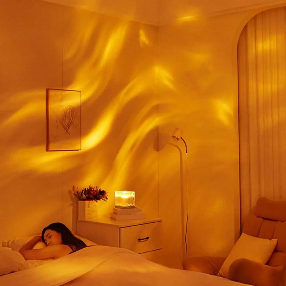 Minimalist decorative lamp with northern lights projection