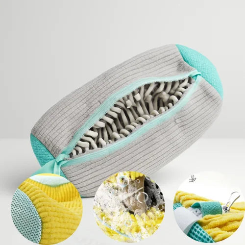sneaker laundry bag protector with chenille interior. Shoe wash protector for machine wash safe cleaning