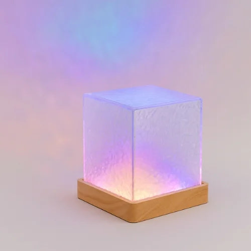 Decorative cube lamp with multicolor northern lights effect